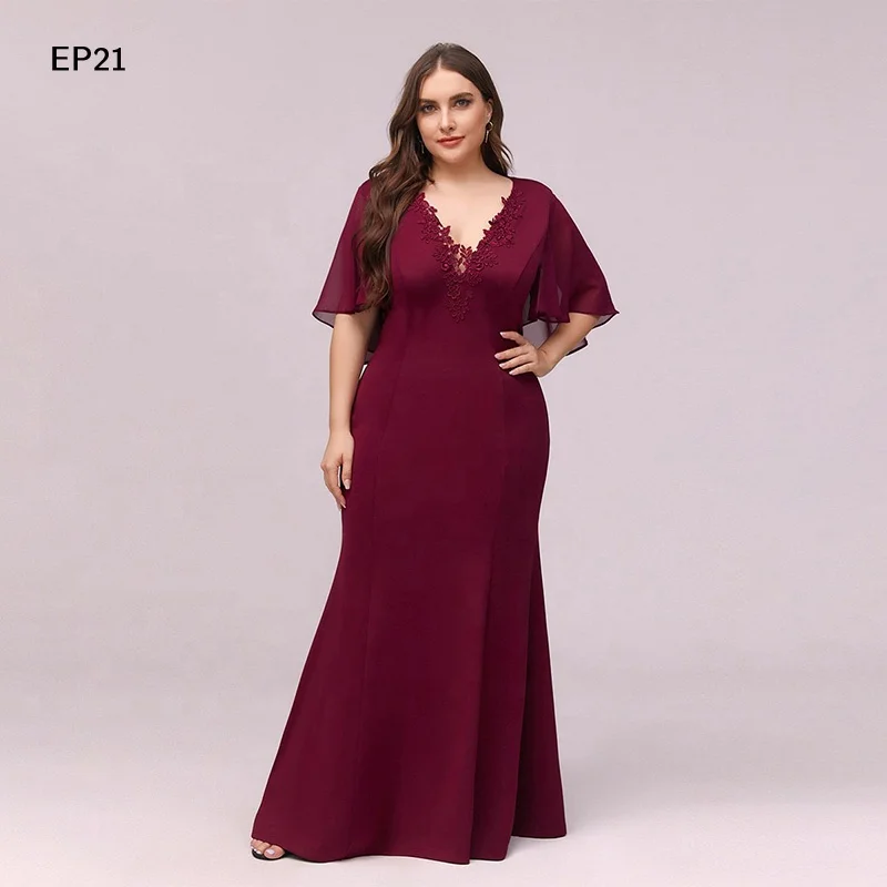 

Jancember EP21 Abendkleider Long Sleeves Plus Size Dresses 6xl 7xl Evening Dresses