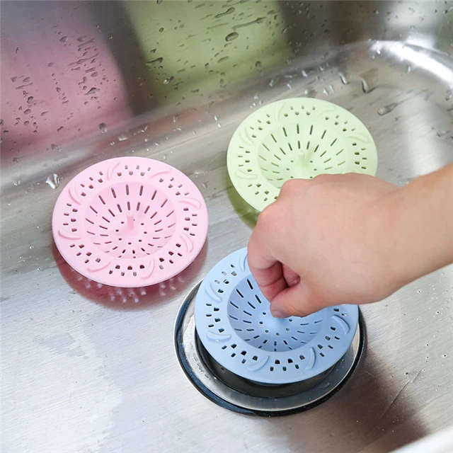 

Durable Elastic Silicone Food Residue Filter Bathroom Floor Drain Cover Kitchen Accessories, As show