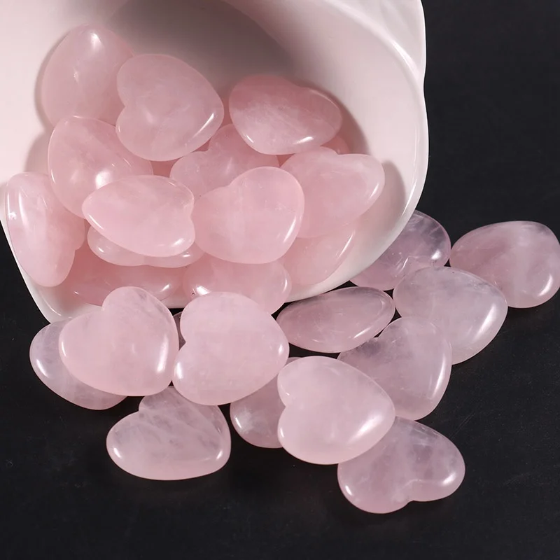 

Wholesale 20 mm small carved heart chakra healing natural rose quartz crystal heart shape stone for home decor