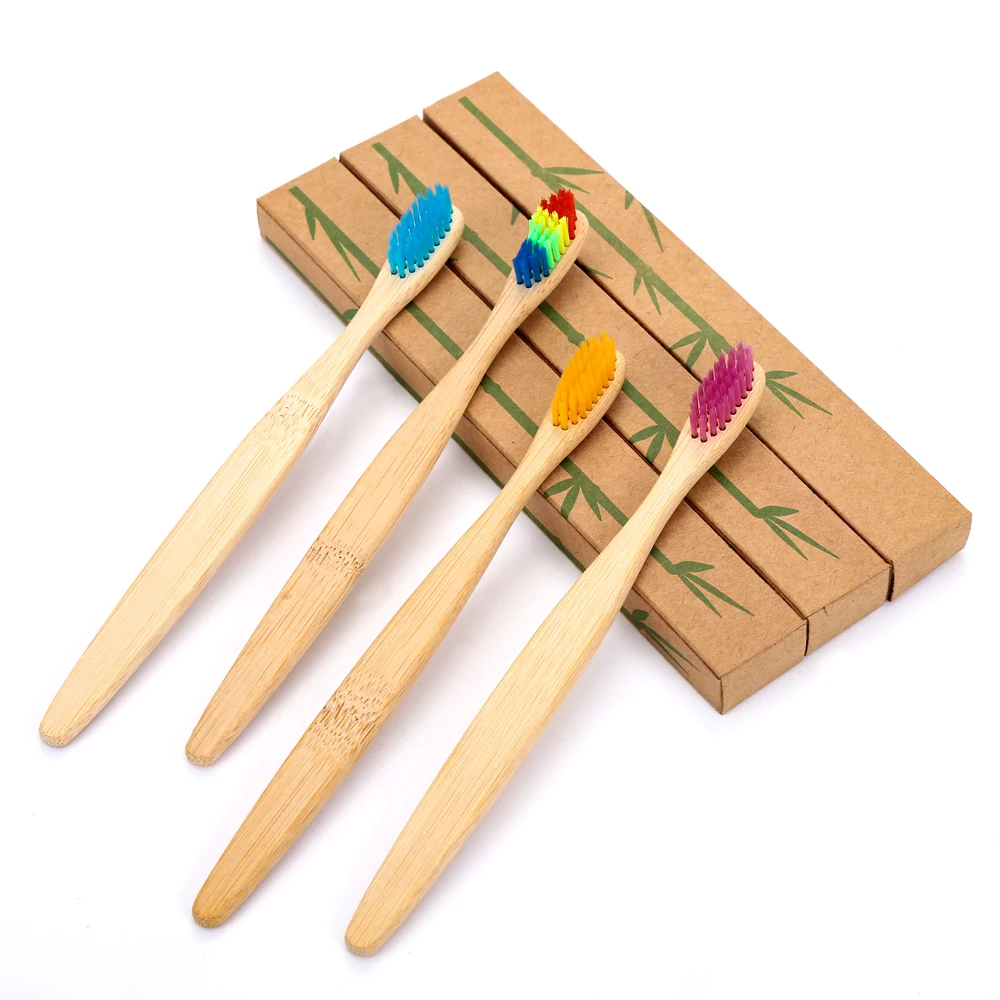 

Wholesale Eco friendly adults natural bamboo charcoal toothbrush, 10 colors of brush head