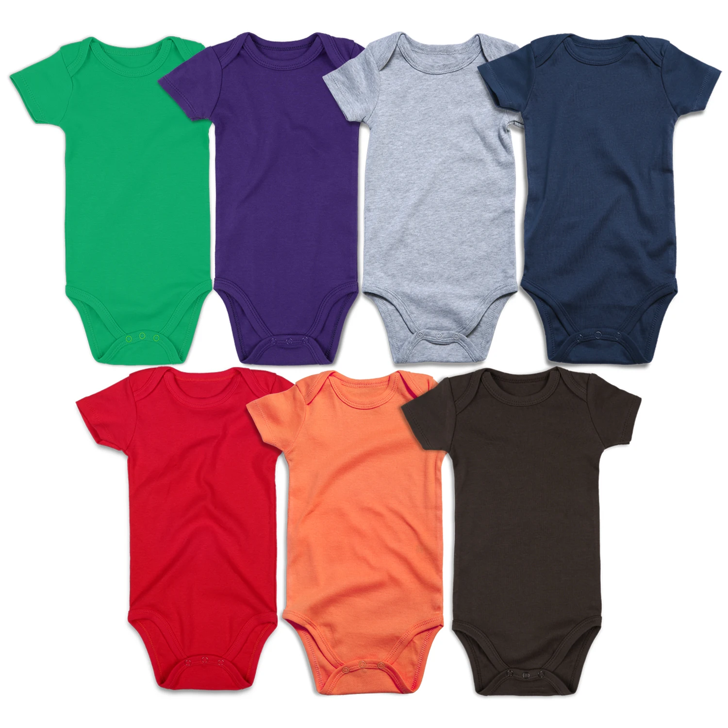 

Wholesale Summer Custom Logo Blank Newborn Baby Clothes 100% cotton Rompers Baby Solid Color Short Sleeve Baby Bodysuit, Black,white,grey,red,navy,orange, purple,green