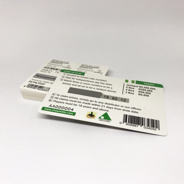 
Paper lottery scratch ticket card 