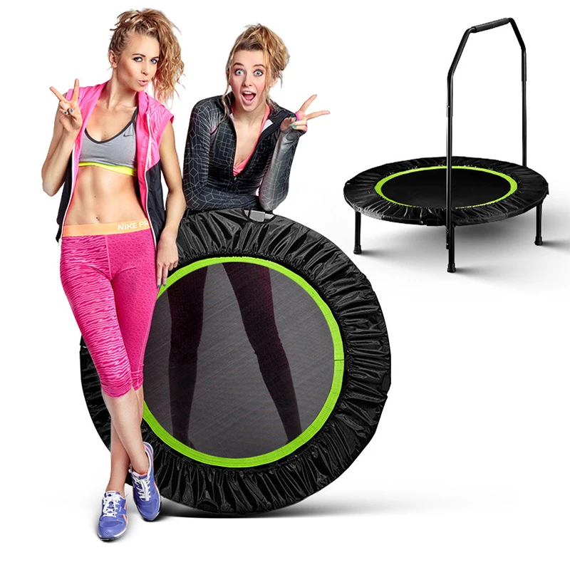 

Mini Trampoline 40" Foldable Trampoline for Adults Fitness Rebounder with 5 Levels Adjustable Foam Handle for IndoorOutdoor