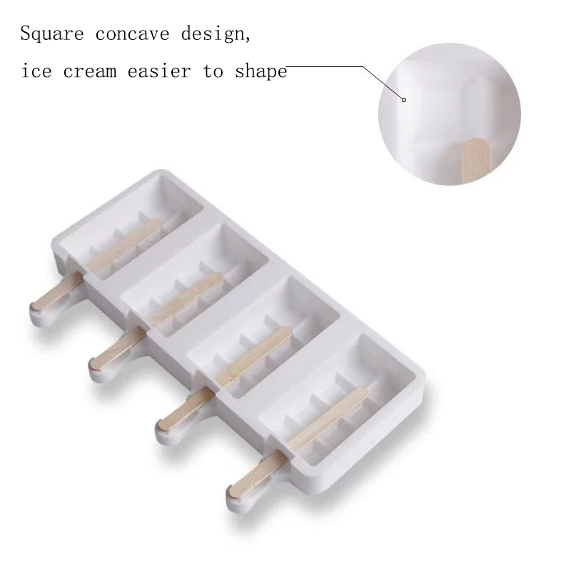 
Food grade Ice Cream Cake Mousse Dessert mold 4 cavity Silicone Popsicle Makers 