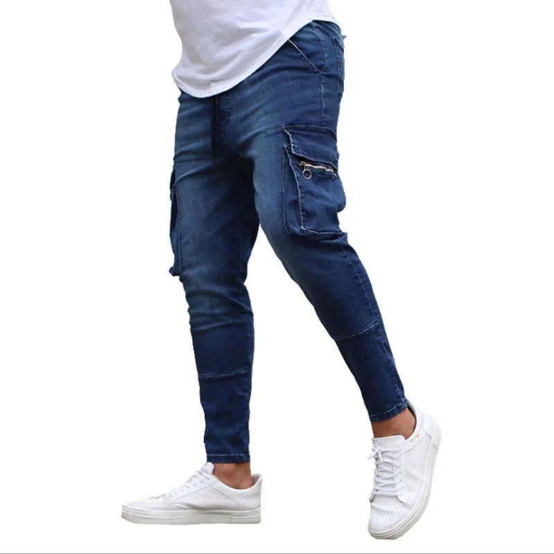 

Men's Slim Fit Blue Jeans Stylish Denim Jogger Pants for man