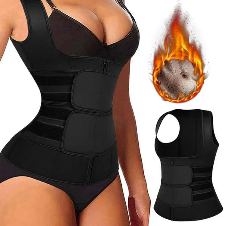 

Ladies body shaping corset body forging machine waist trimmer abdomen breast shaping garment Zipper Tank Top lose weight, Black