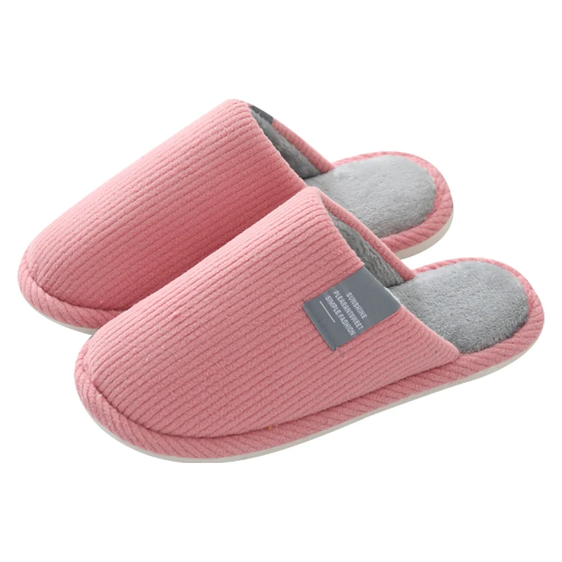 

Cotton Slippers Women Men Indoor Plush Slides Flat Wool Warm Winter Fluff Bedroom Slippers Cozy Non-Slip Fur Shoes, Solid color