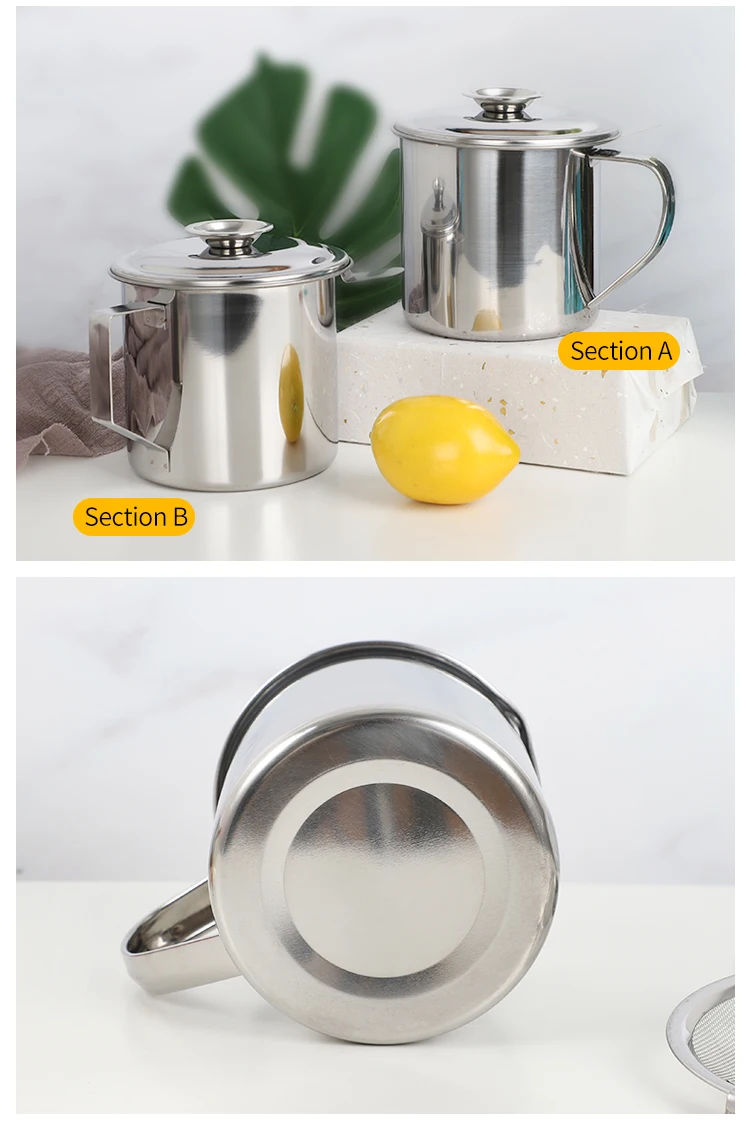 Stainless Steel Oil Storage Grease Keeper Strainer Oil Pot Grease