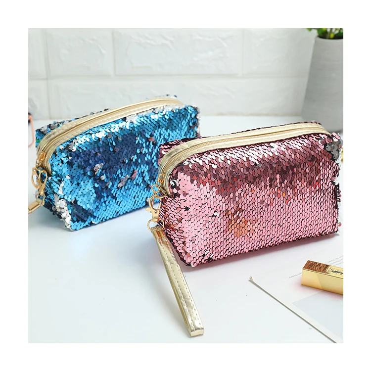 

Fashionable Bling Sequins Toiletry Organizer Cosmetic Pouch Girl Skin Care Shiny Glitter Makeup Bag