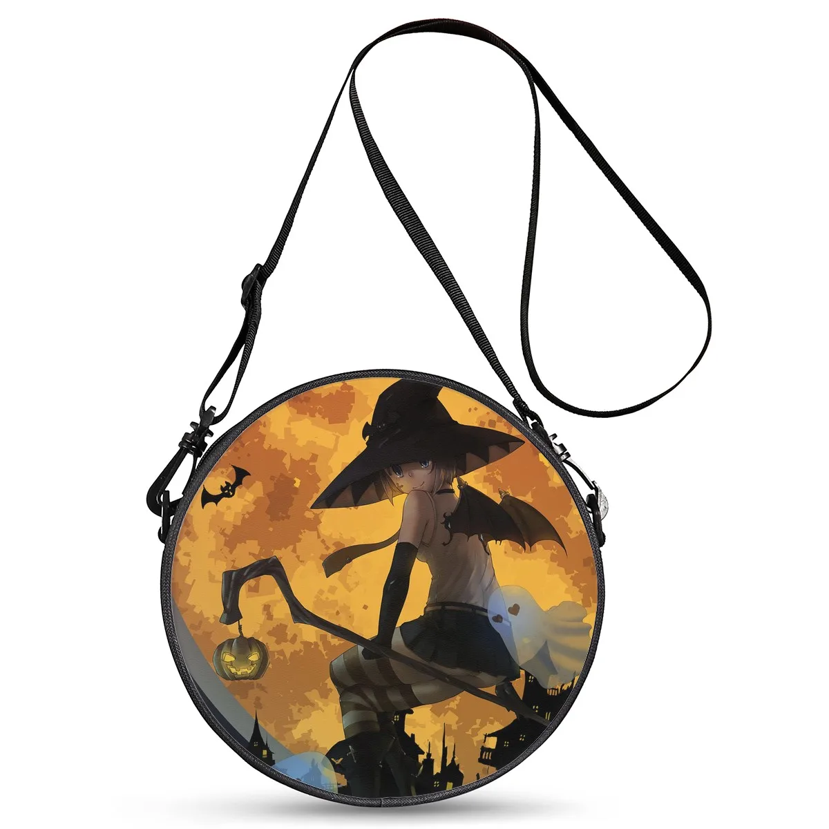 

Factory custom round messenger bag unisex ultra small and easy to carry ladies messenger bag Halloween print soft and ultra-thin, Customize your design