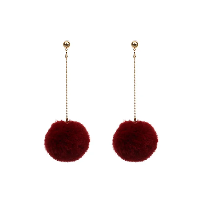 

Popular Pompom Ball Earrings Long Tassel Pom Earrings Winter Jewelry Accessories for Women Girls LYT784