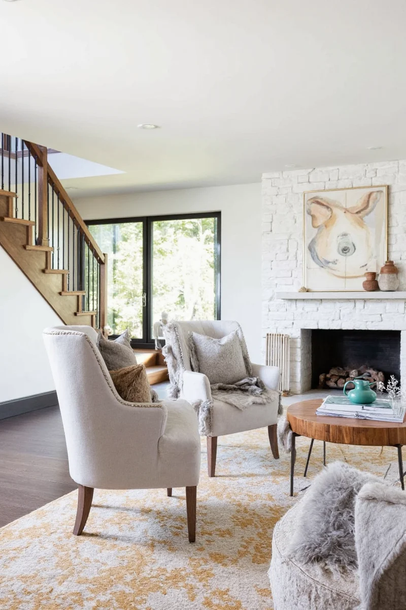Family dining area with durable table
