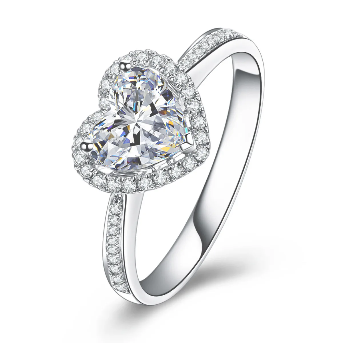 

Classic Big Love Heart Diamond Crystal Ring Size 5-11White CZ Wedding Heart Rings For Women Girls, Picture shows