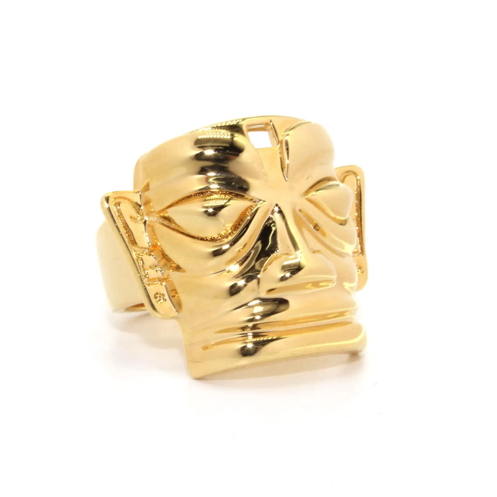 

Sanxingdui mask 18k gold plated rings chunky halloween rings