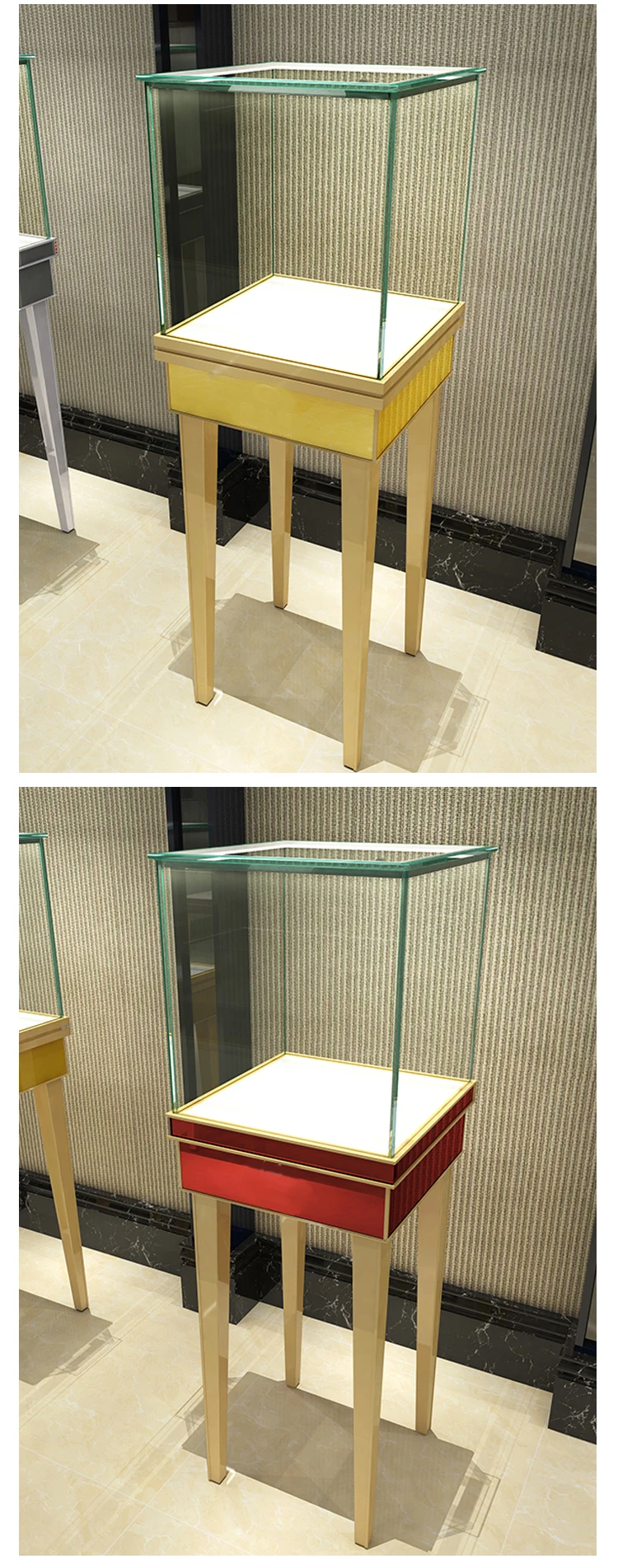 Jewellery Store Ultra White Glass Display Metal Jewelry Display