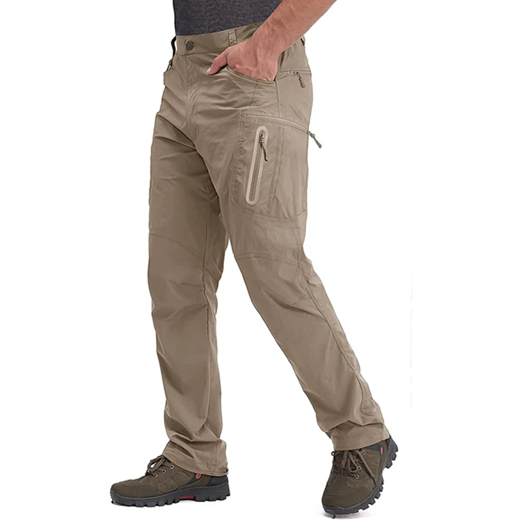 

Outdoor Summer Quick Dry Cargo Pants for Men & Nylon Waterproof Multi-Pockets Elastic Belt Fishing Hiking Trousers