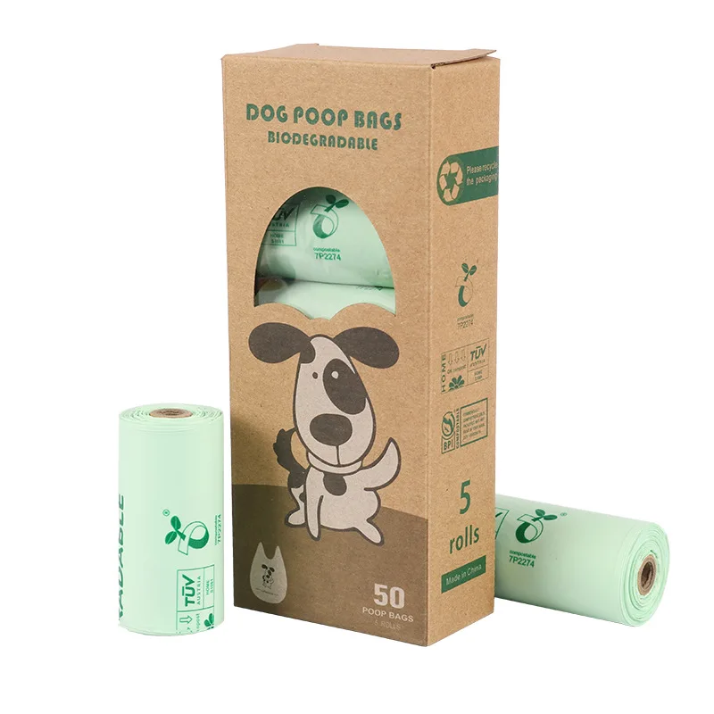 

5 rolls in a box 100% Biodegradable Wholesale Certificate Pet Poop Plastic Pack Dog Waste Bag cat poop bag