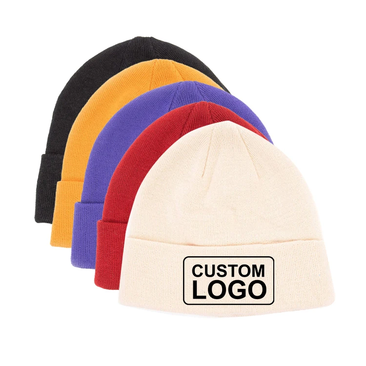 

High Quality Unisex Custom Logo Fisherman Winter Outdoor Fashion Sports Embroidery Knitted Beanie Hats