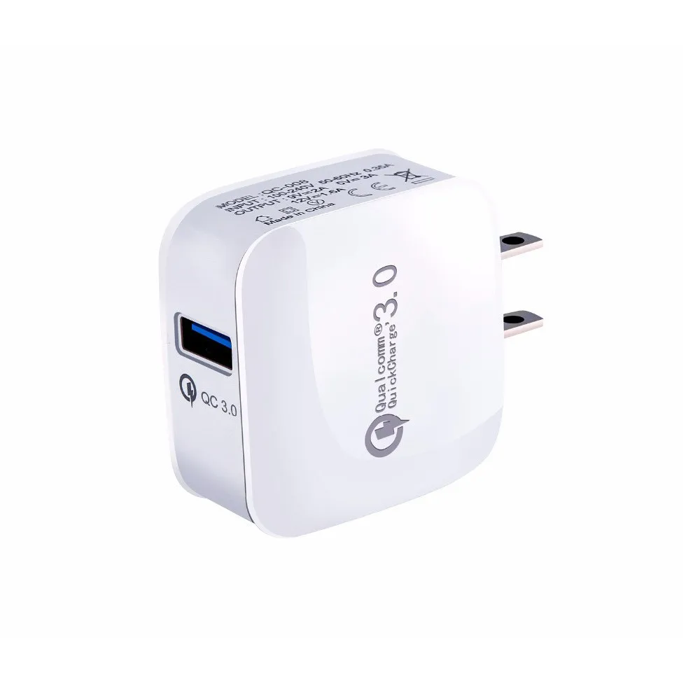 

Top Selling in Europe USA Market Super Fast 18W QC3.0 Single USB Port Quick Phone Charging Adapter Wall Charger For andriod ios, White & black