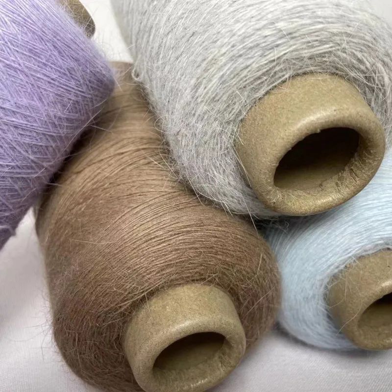 

2/13Nm soft Long Hair Mink Knitting Yarn 70% angora rabbit 30% nylon blended yarn angora yarn