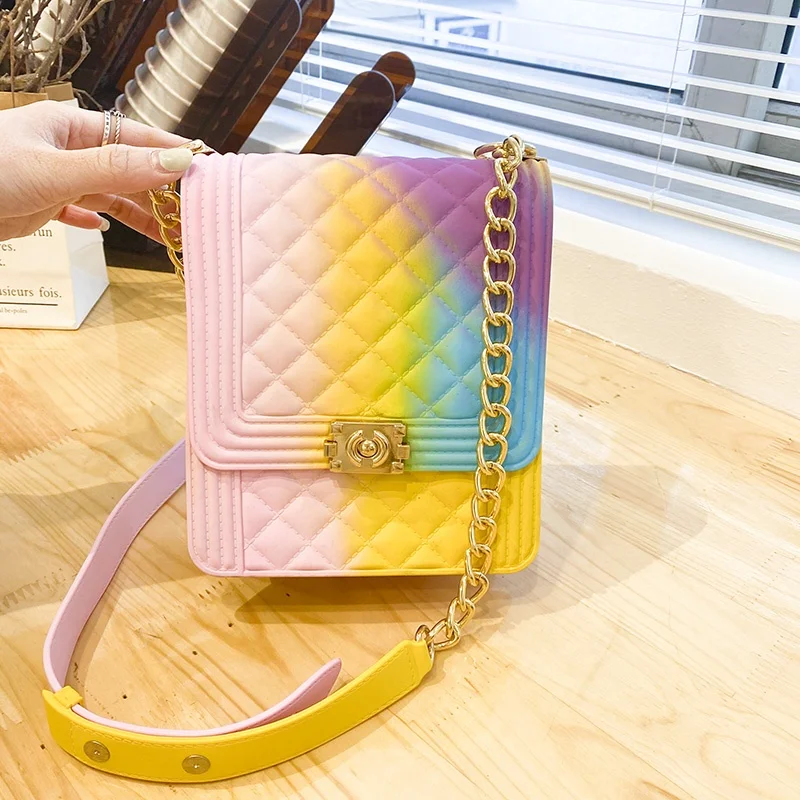 

New Fashion Girls Hand Bag Ladies Rainbow Crossbody Woman Purses And Handbags, 6 colors
