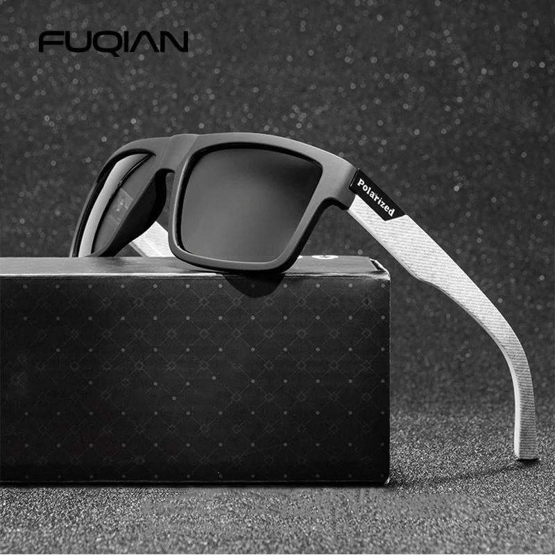 Luxury Polarized Sunglasses Unisex Fashion Square Custom Logo Gray Frame UV400 Driving Fishing Sport Shades