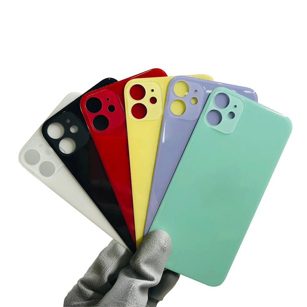 

For iPhone 11 Battery Rear Glass Cover Big Hole Battery Back Cover Case for iPhone 11 Back Glass Replacement, Black, green, yellow, purple, red, white