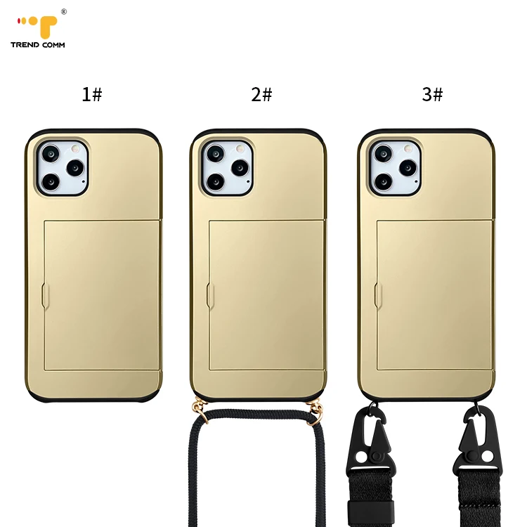 

With Card Slot Detachable Sling Rope Crossbody Phone Case Cover For iPhone 12, 11 colors