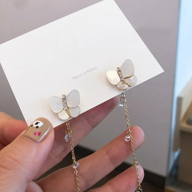 

2021 trendy jewelry crystal korean butterfly drop earring