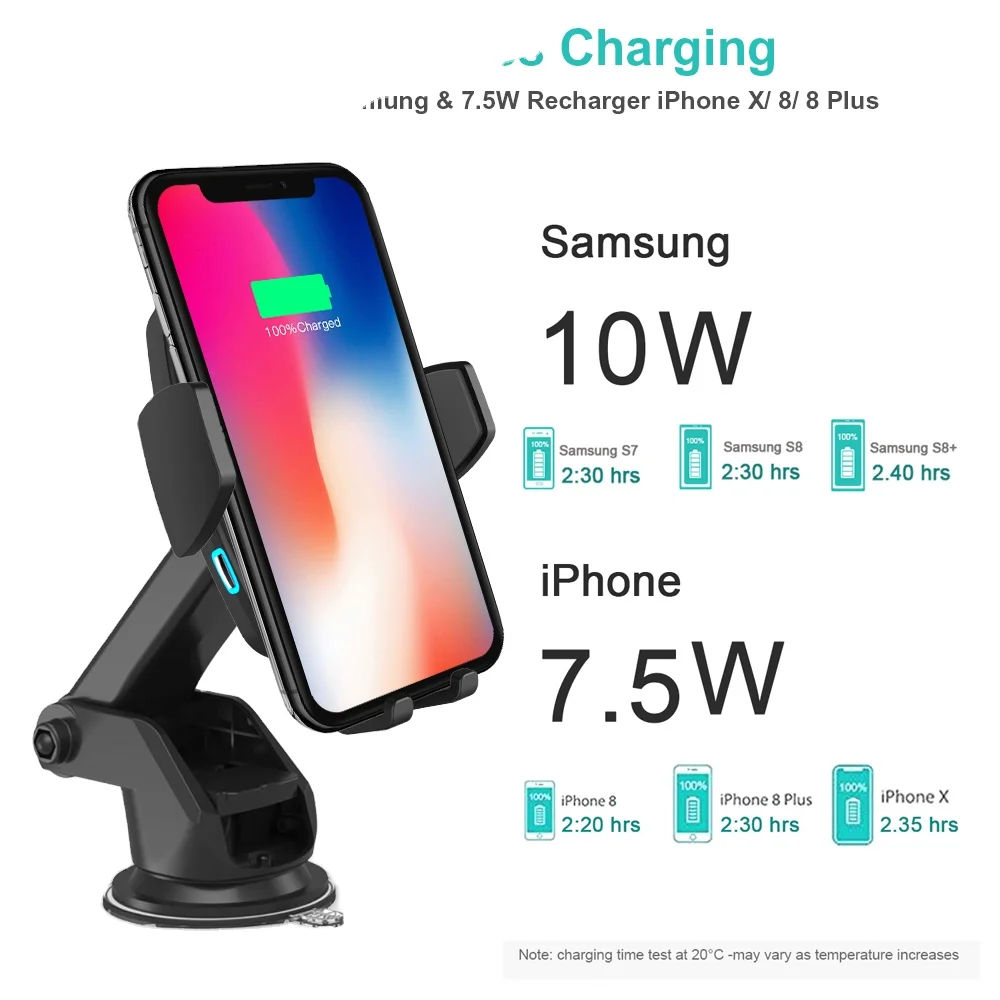 

HUNDA magnetic induction Qi wireless car charger 10W qc3.0 Quick Wireless Charger Car Mount Mobile