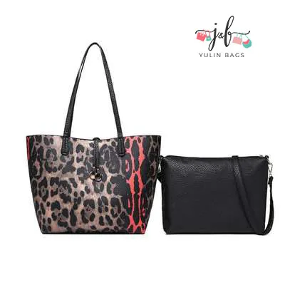 

2021 Fashion print women hand bags set for ladies leather purses handbags and wallet sets wholesale