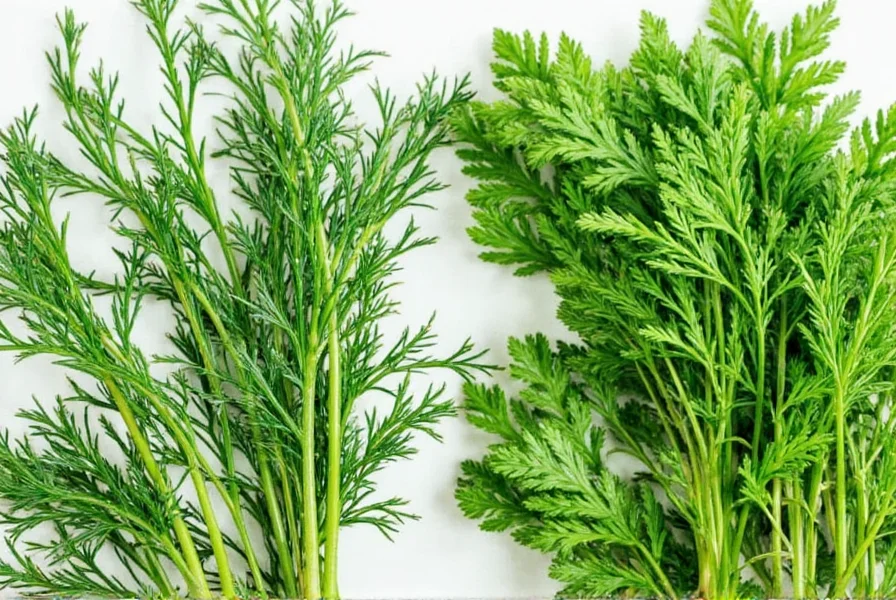 Herb comparison chart showing dill and tarragon side by side