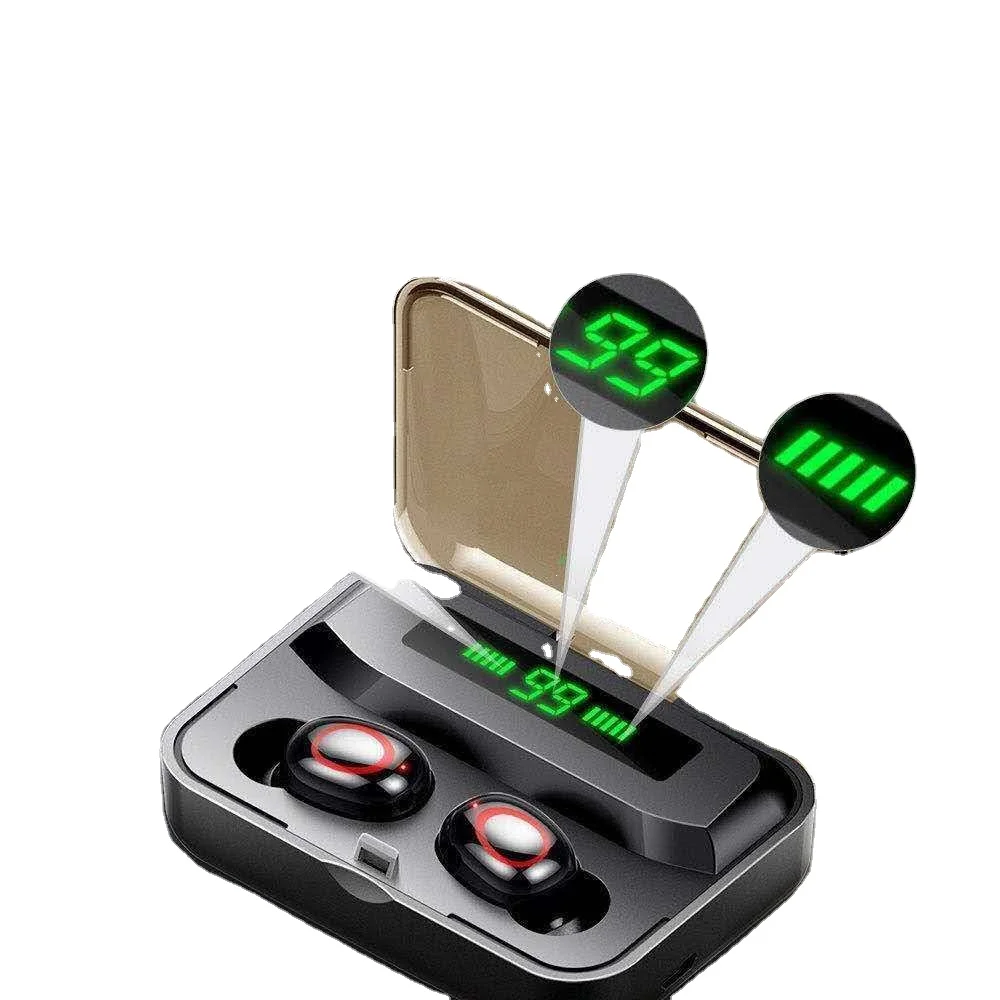 

In-ear Wireless Headphones With Power Bank Portable Source With Digital Display