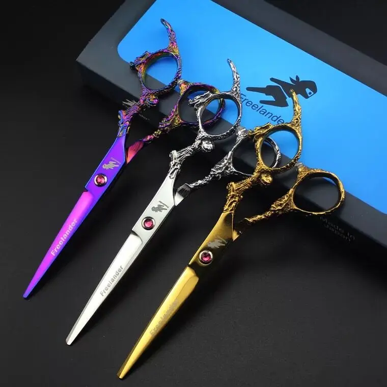 

6.0 New scissors professional hairdressing hair scissors hairdresser cutting scissor cutting one +thinning one, Color