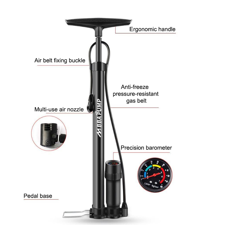

Mini High Pressure Bicycle Floor Pump For Road Bike Air Pump, Black