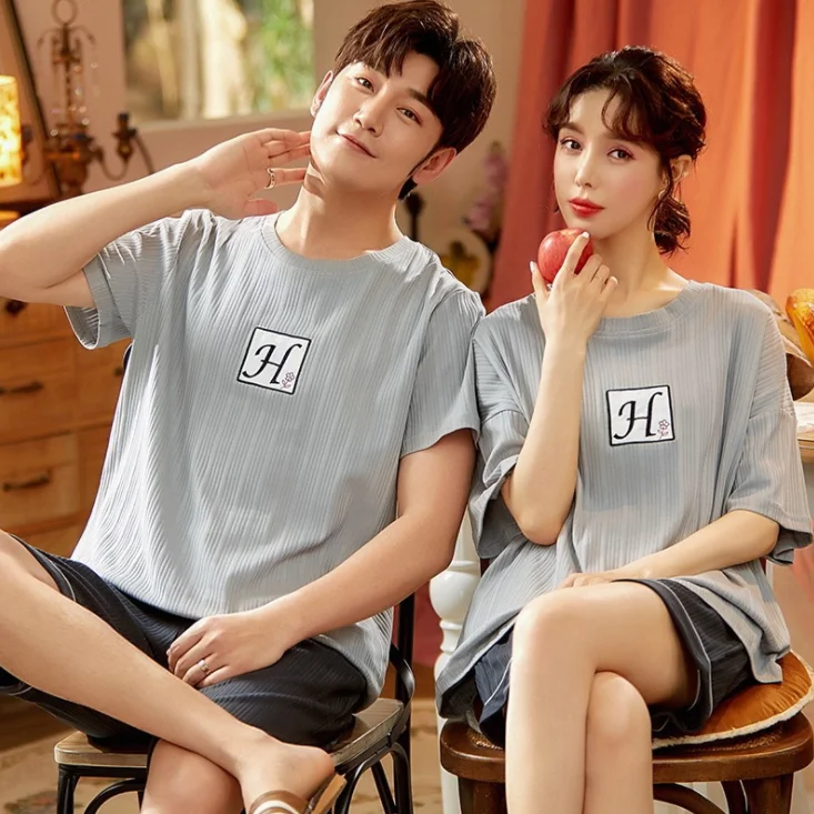 

hot sale women's clothing sleep night wear pajama 2 piece cotton short set pajama women sleep wear cartoon knitted sleepwear, Photo colors
