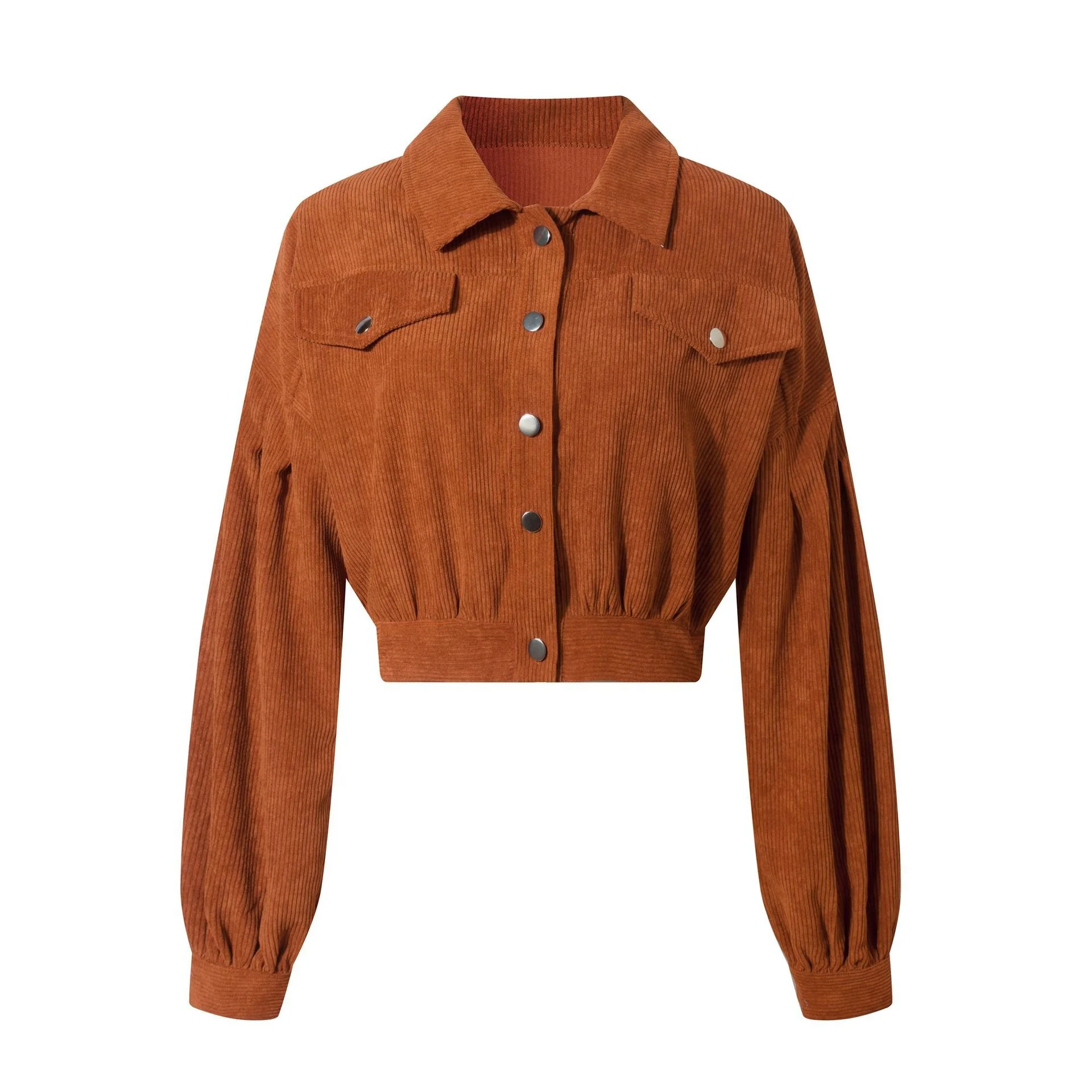 

B50946A Europe style women fashion corduroy autumn casual wear coat, Brown