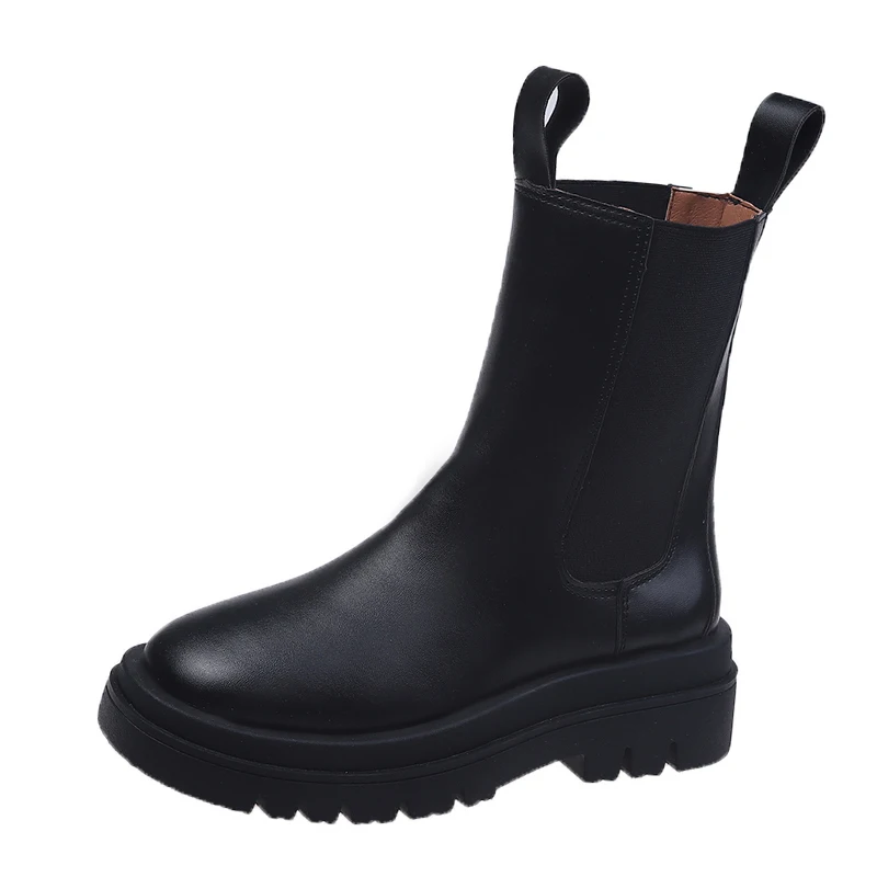 

chunky chelsea boot warm ankle high cut boots chunky outsole short women boots, Black or customized color