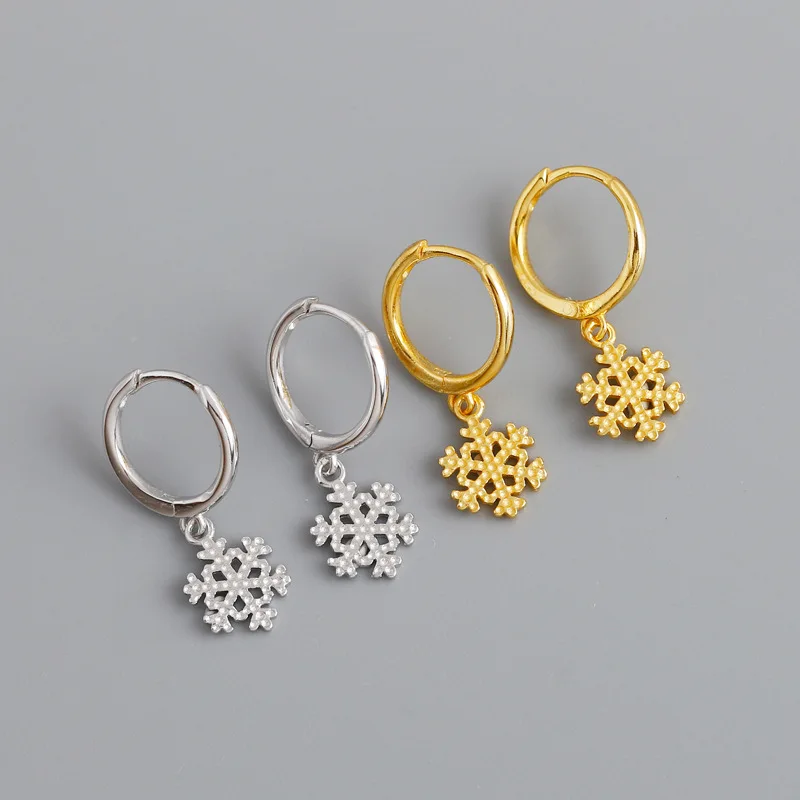 

wholesale 925 Sterling Silver Jewelry snowflakes Hoop Earrings for Women