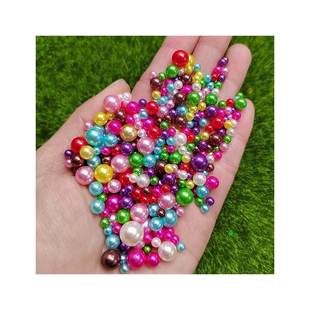 

No Hole ABS Imitation Pearl Bead Round Plastic Acrylic Spacer Bead for DIY Jewelry Making Findings