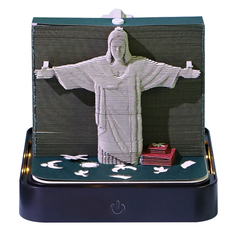 Custom 3D Memo Pad Jesus Christ the Redeemer Cross Desk Calendar 3D Paper Note Pad Stationery Items Christmas Birthday Gift