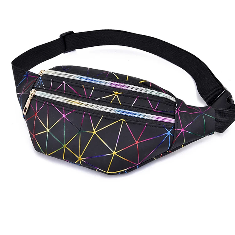 

Geometric Iridescent Womens Fanny Pack Waist Bag for Running Outdoor Laser Holographic Reflective Fanny Pack 2020, Customized color