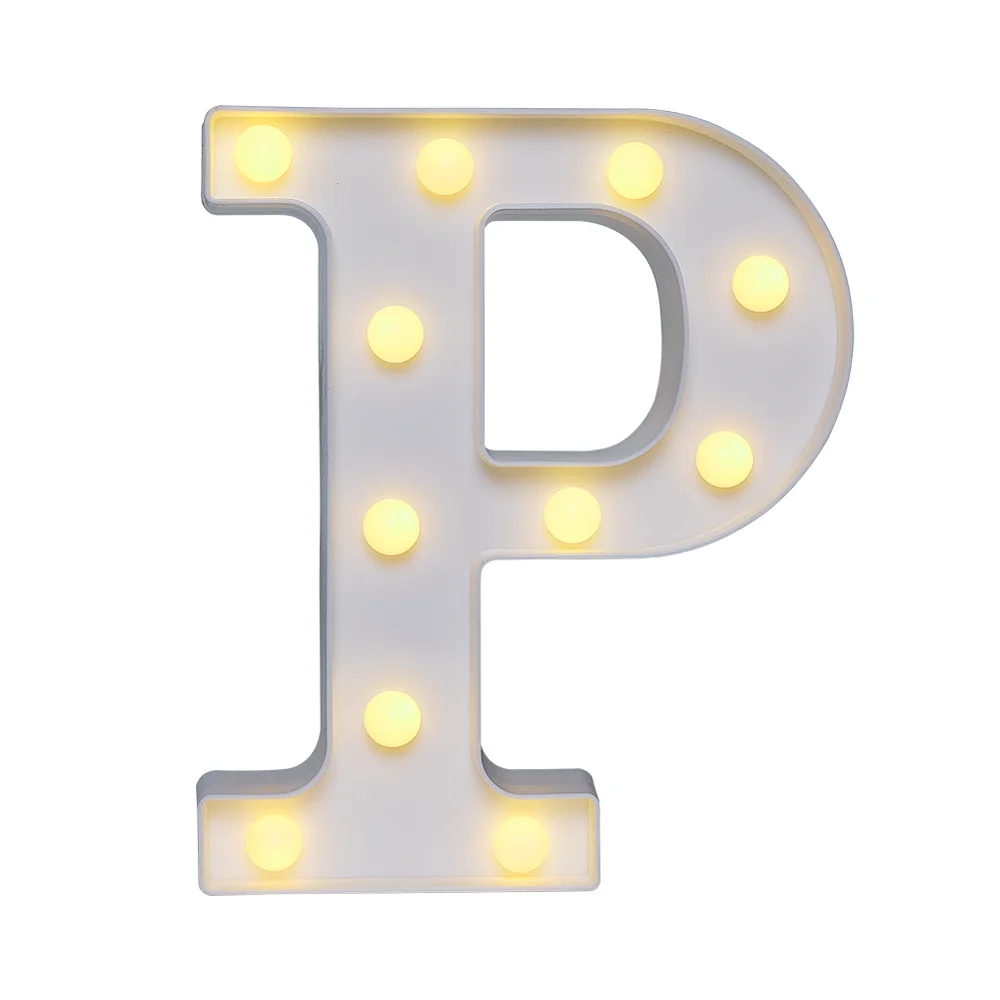 CYLAPEX Hot Selling Plastic White Hanging Led Lights Letter P Letter Sign with Light