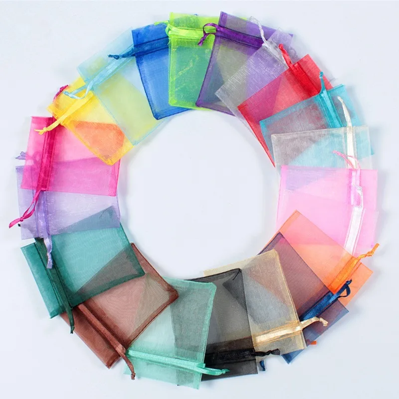 

Wholesale 25 colors earring jewelry packaging organza bag for bracelet beads gift pouch, Customized