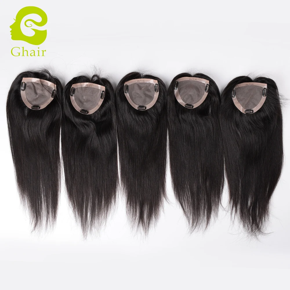 

Wholesale silk Top PU Woman Topper Women Toupee Replacement 100% Real Human Hair