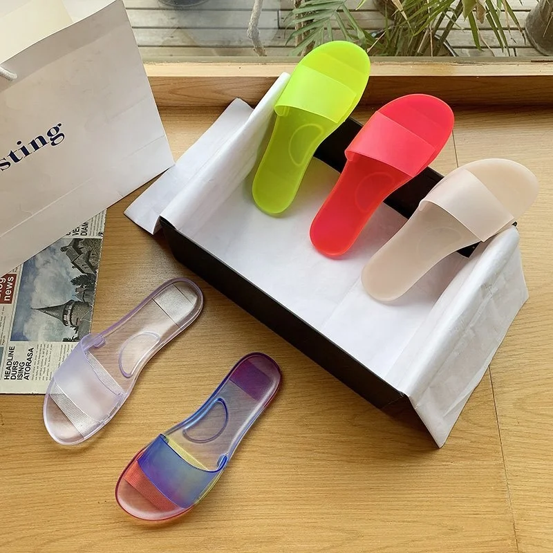 

Cheap Cute PVC Jelly Sandals Brand Slides Wholesale Ladies Slippers Girls Kids Women Summer Slides Slippers Jelly Shoes, White, red, yellow, mix color, nude