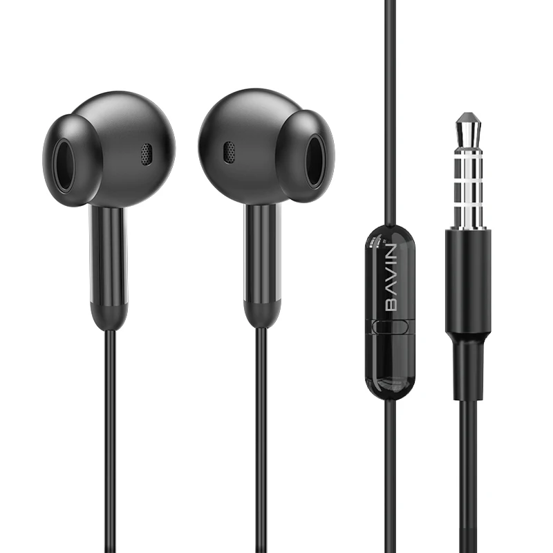 

BAVIN HX858 3.5mm Jack earphone wired Hi-Fi Universal Stereo Sound Capsule Wired Earphone with Built-in Microphone, Black white