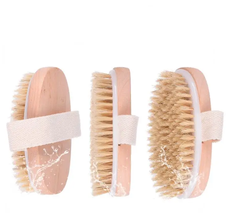 

Dry Skin Body Soft Natural Bristle Brush Wooden Shower Bristles Scrubber without Handle, As pic