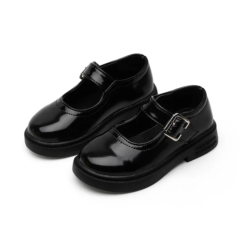 

kids shoes Girls Bow Low Heels Princess Dress Shoes Kids Shiny Wedding Party Children's shoes, Black
