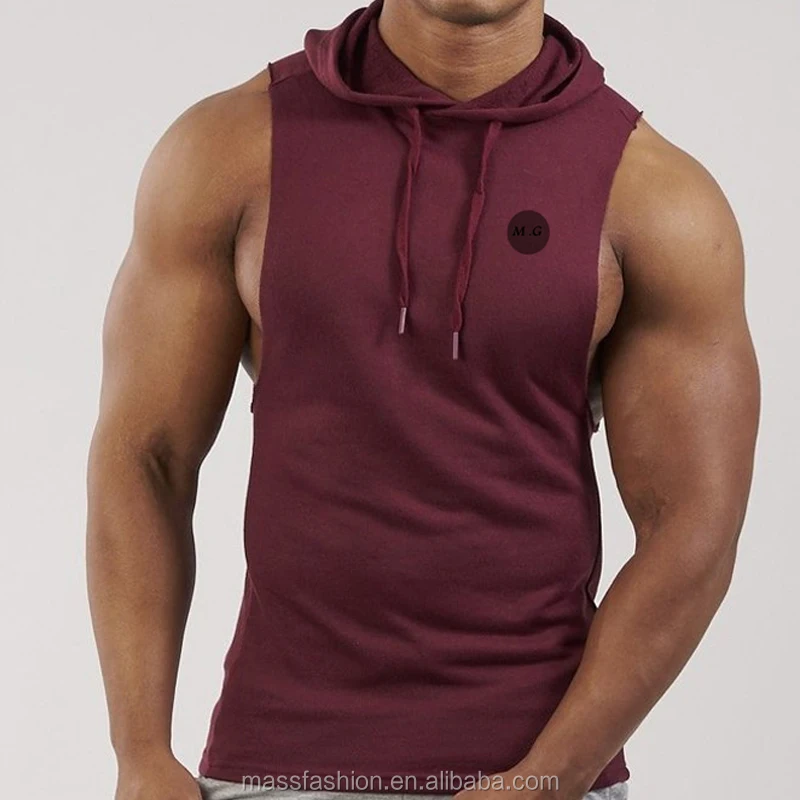 drop arm sleeveless hoodie